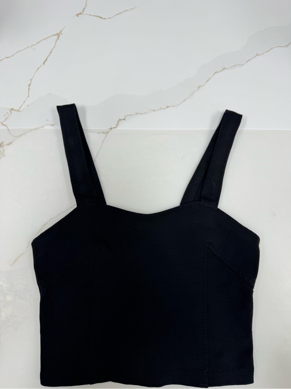 Black Scoop Neck Crop Top